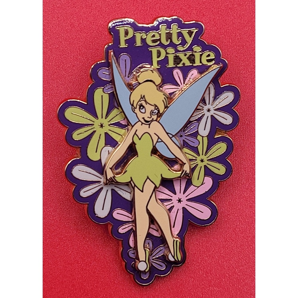 Disney Pretty Pixie Tinker Bell Pin Purple Pink Green Flowers 3D 2003 Pin